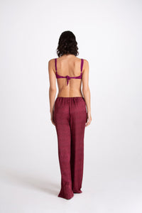 PANTALONE LINO BORDEAUX
