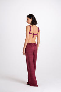 PANTALONE LINO BORDEAUX