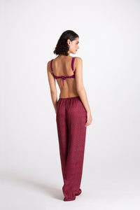 PANTALONE LINO BORDEAUX