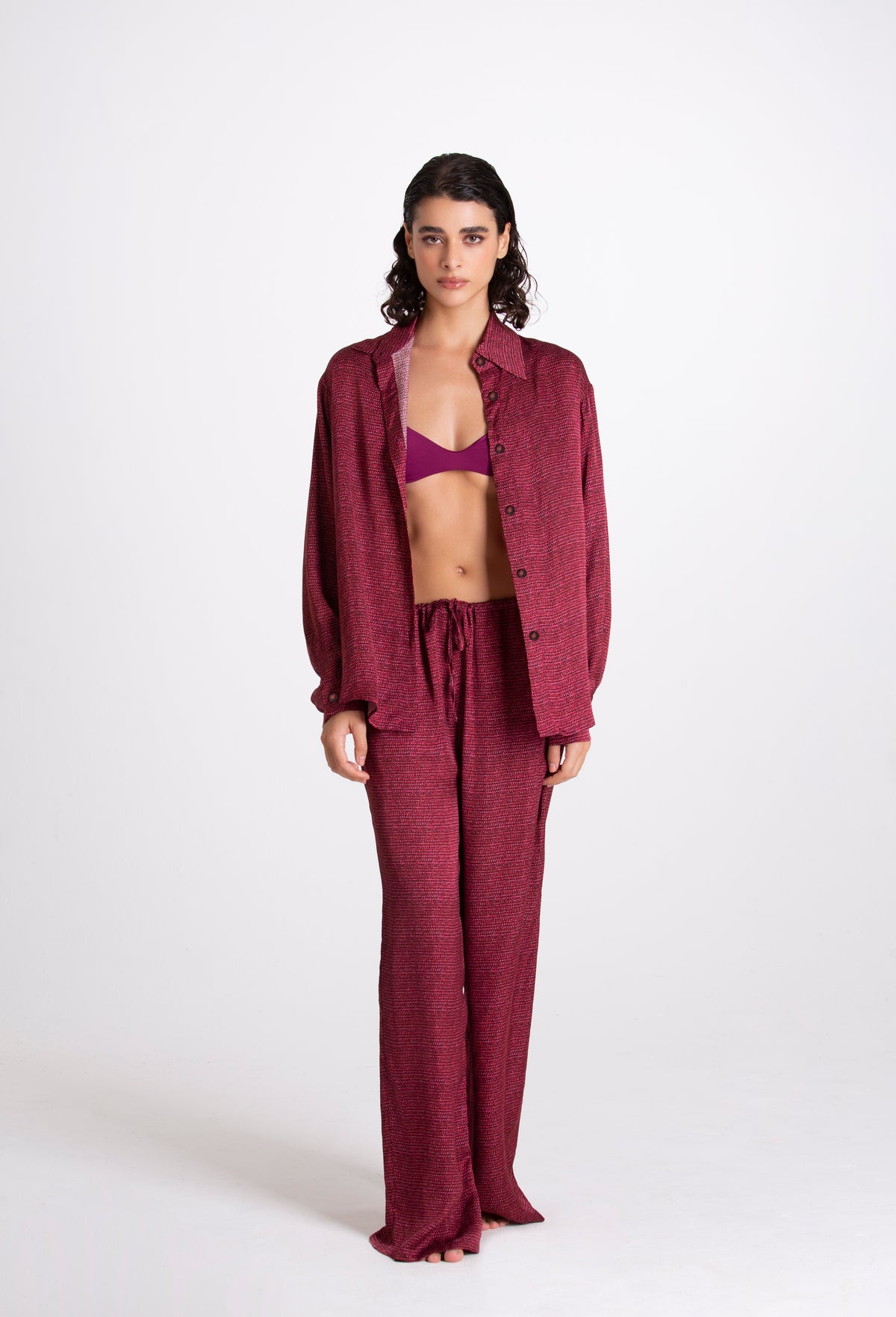 PANTALONE LINO BORDEAUX