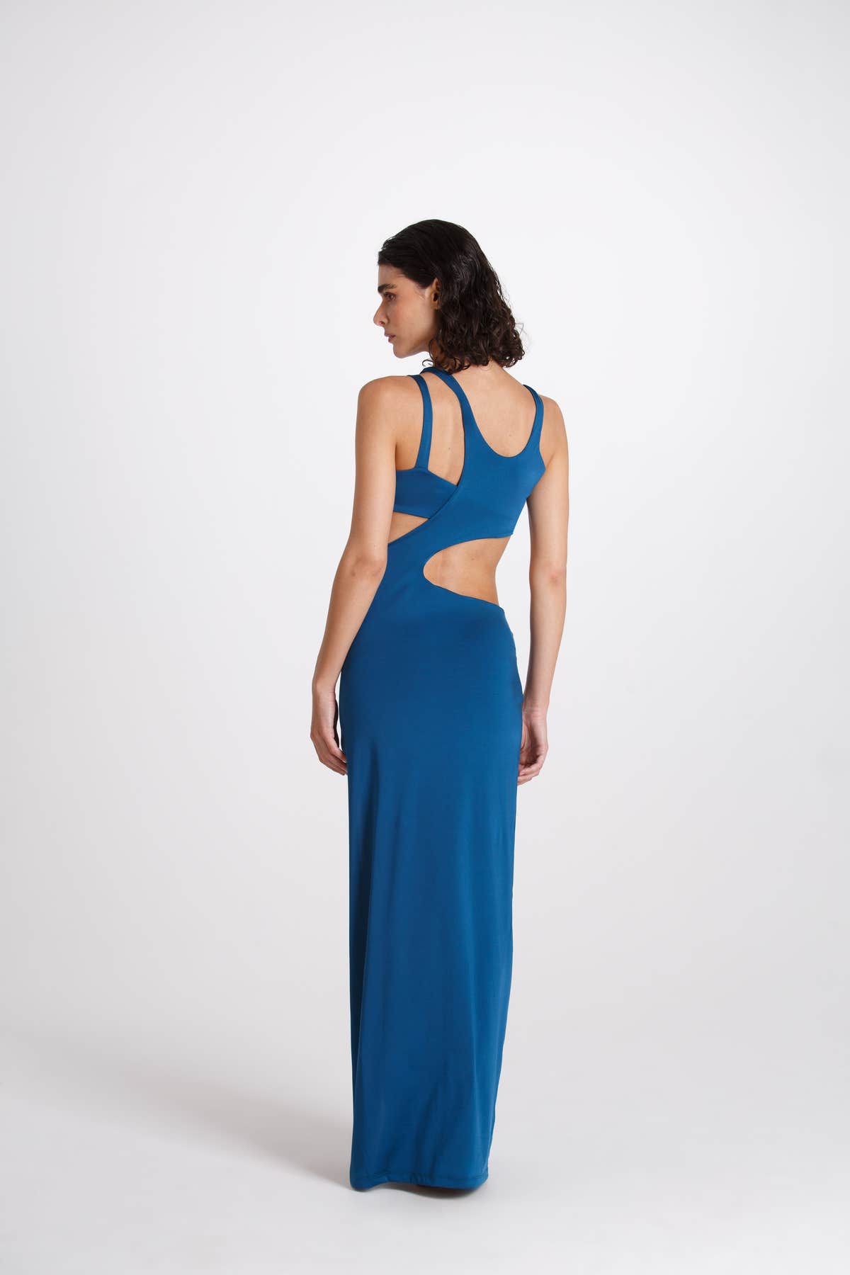 Lucy Long Dress in Tropic Blue