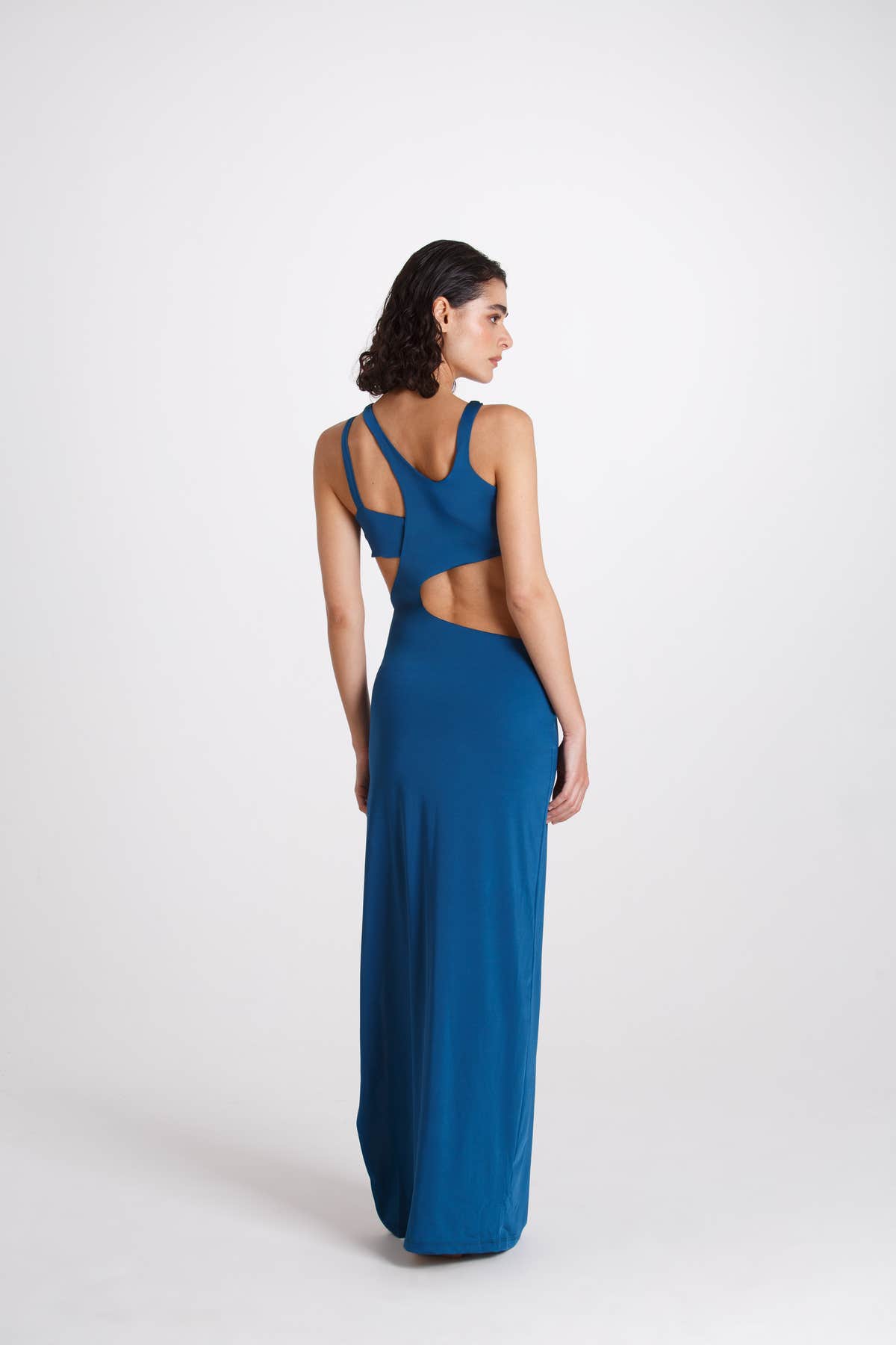 Lucy Long Dress in Tropic Blue