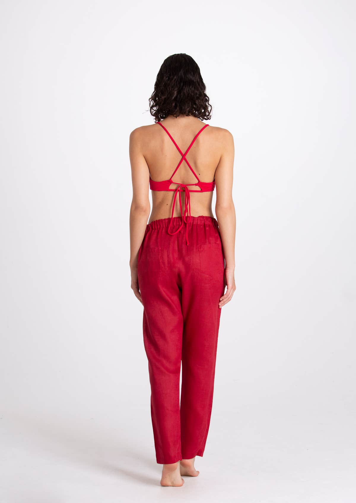 Pantalone Donna Lino Bordeaux