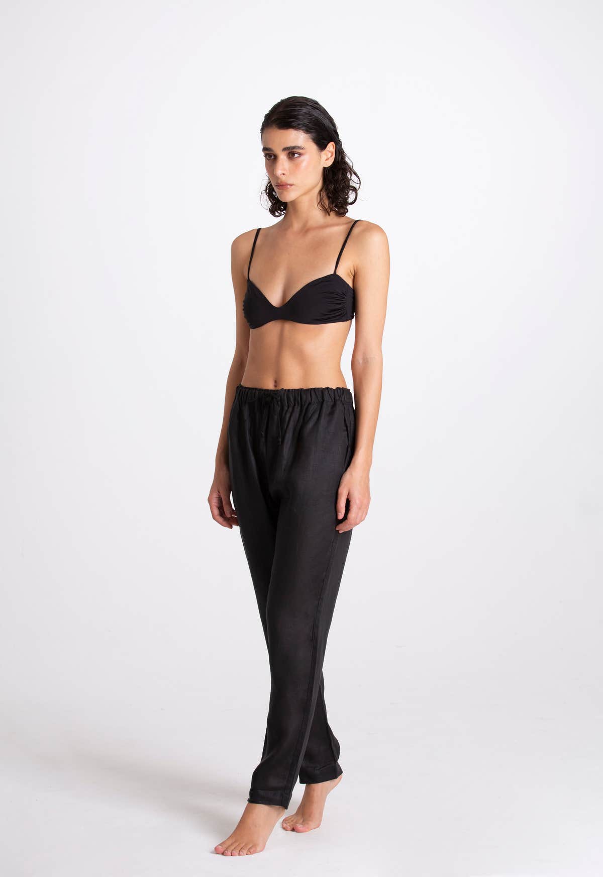 Pantalone Donna Lino Nero