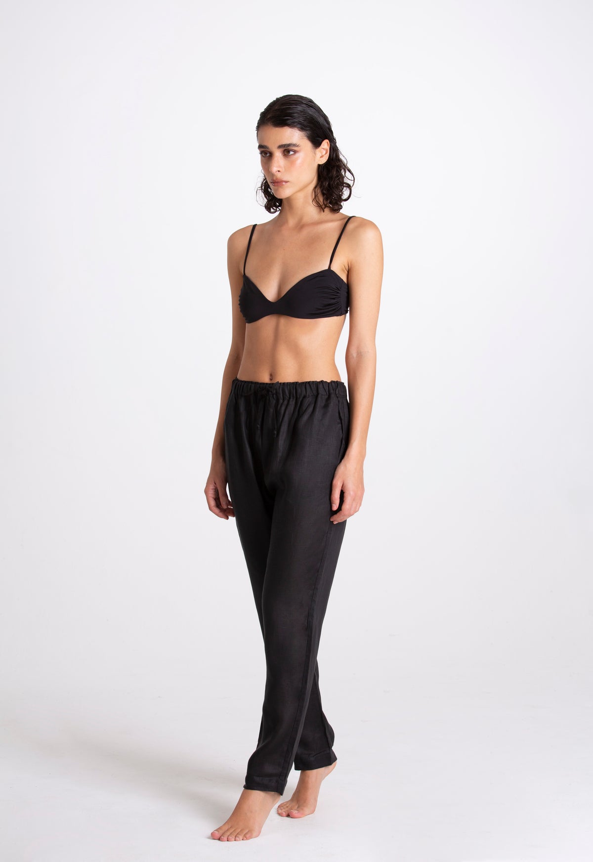 Pantalone Donna Lino Nero