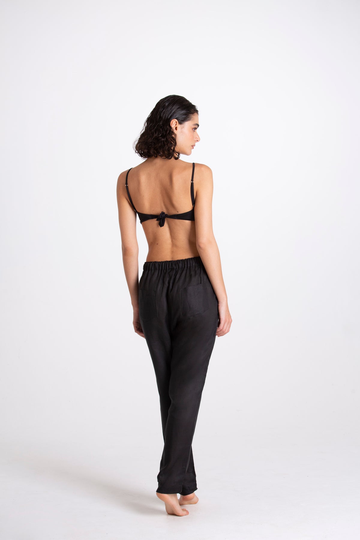 Pantalone Donna Lino Nero