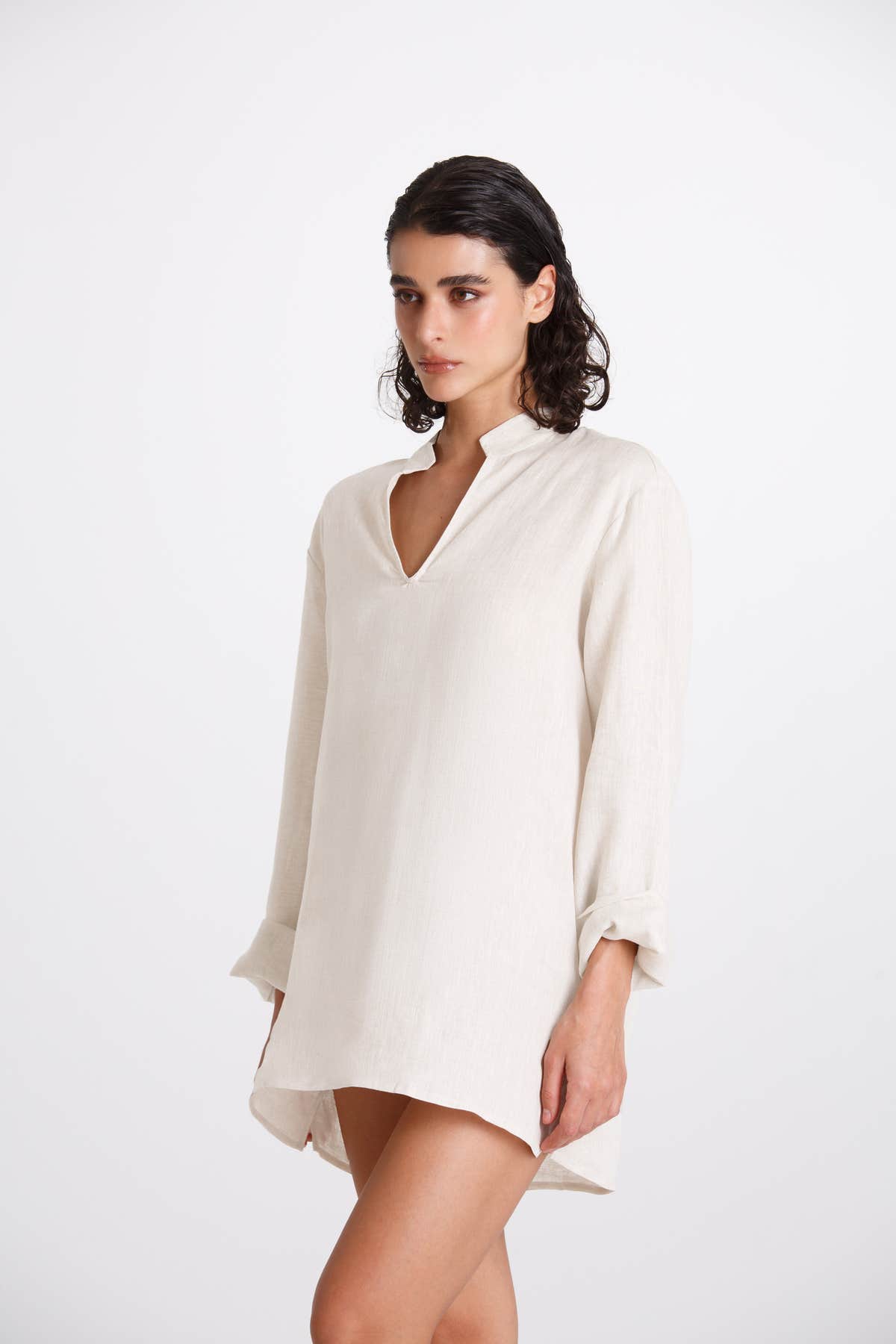 Camicia Donna Lino Coreana Bianco
