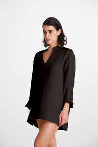 Camicia Donna Lino Coreana Nero