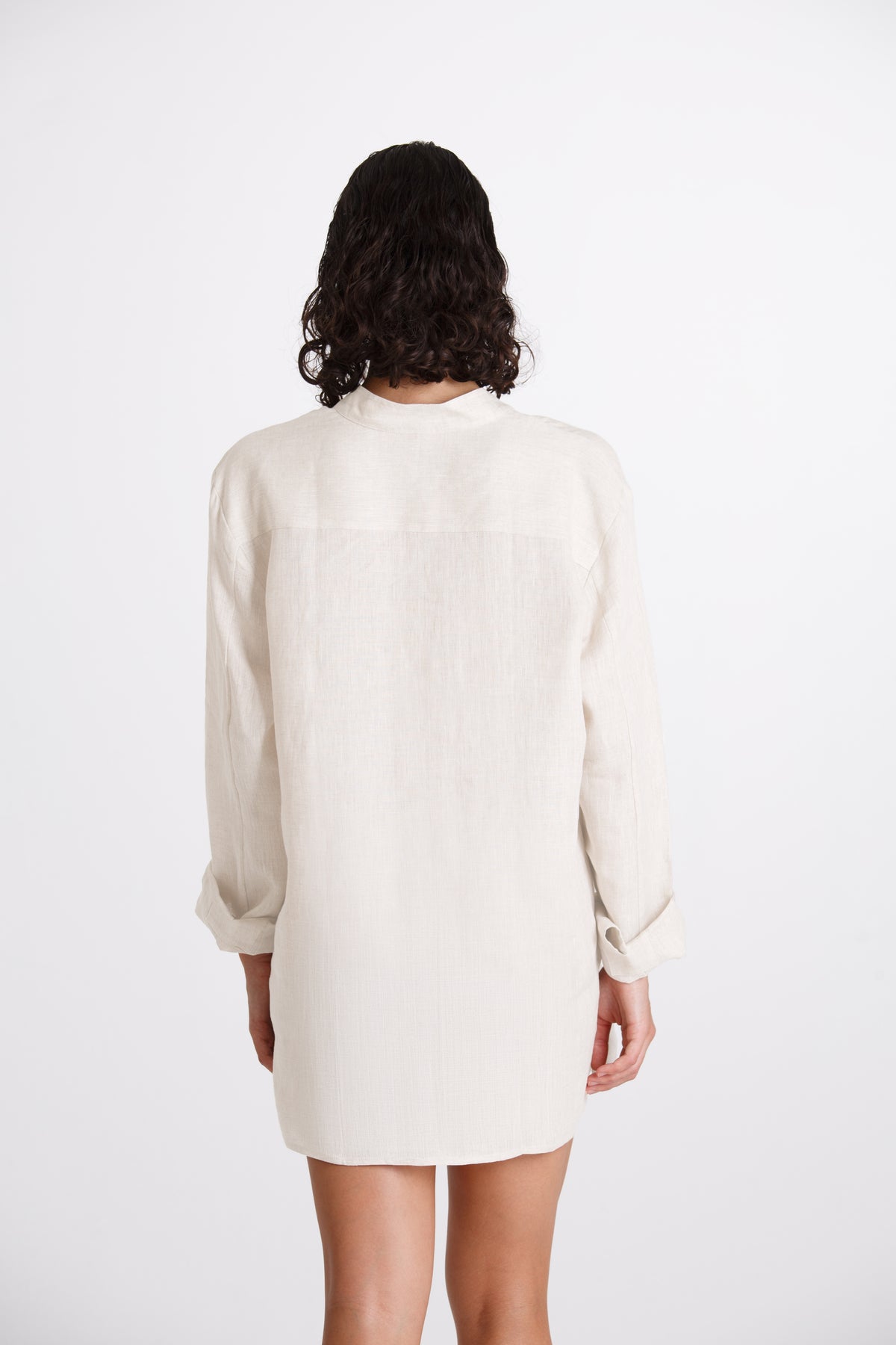 Camicia Donna Lino Coreana Bianco