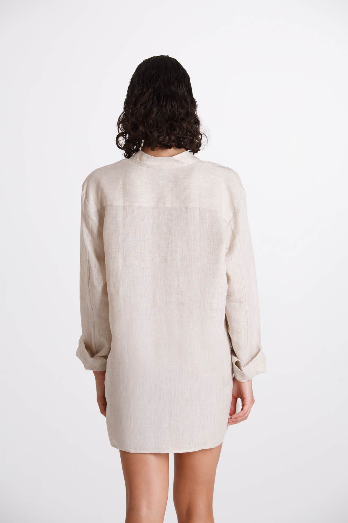 Camicia Donna Lino Coreana Beige