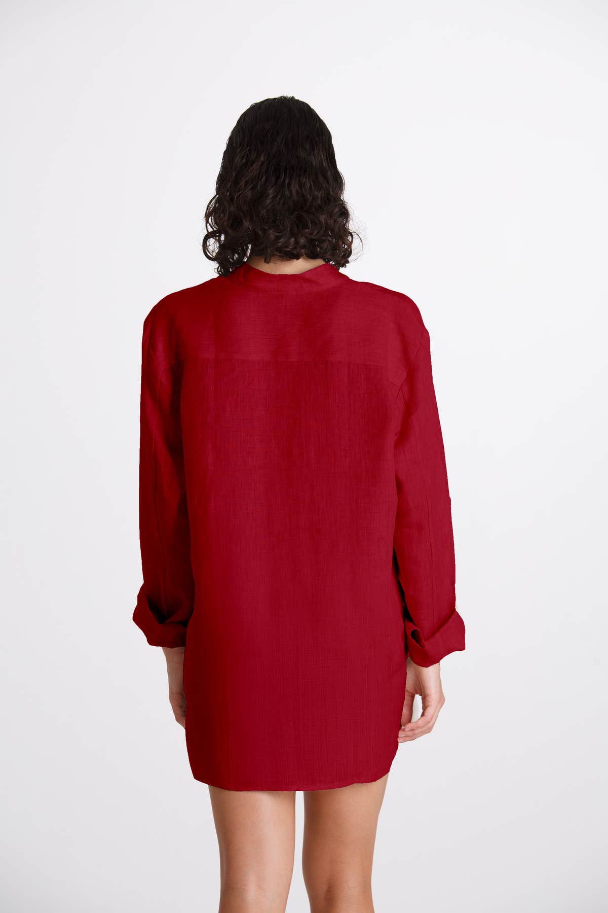 Camicia Donna Lino Coreana Bordeaux