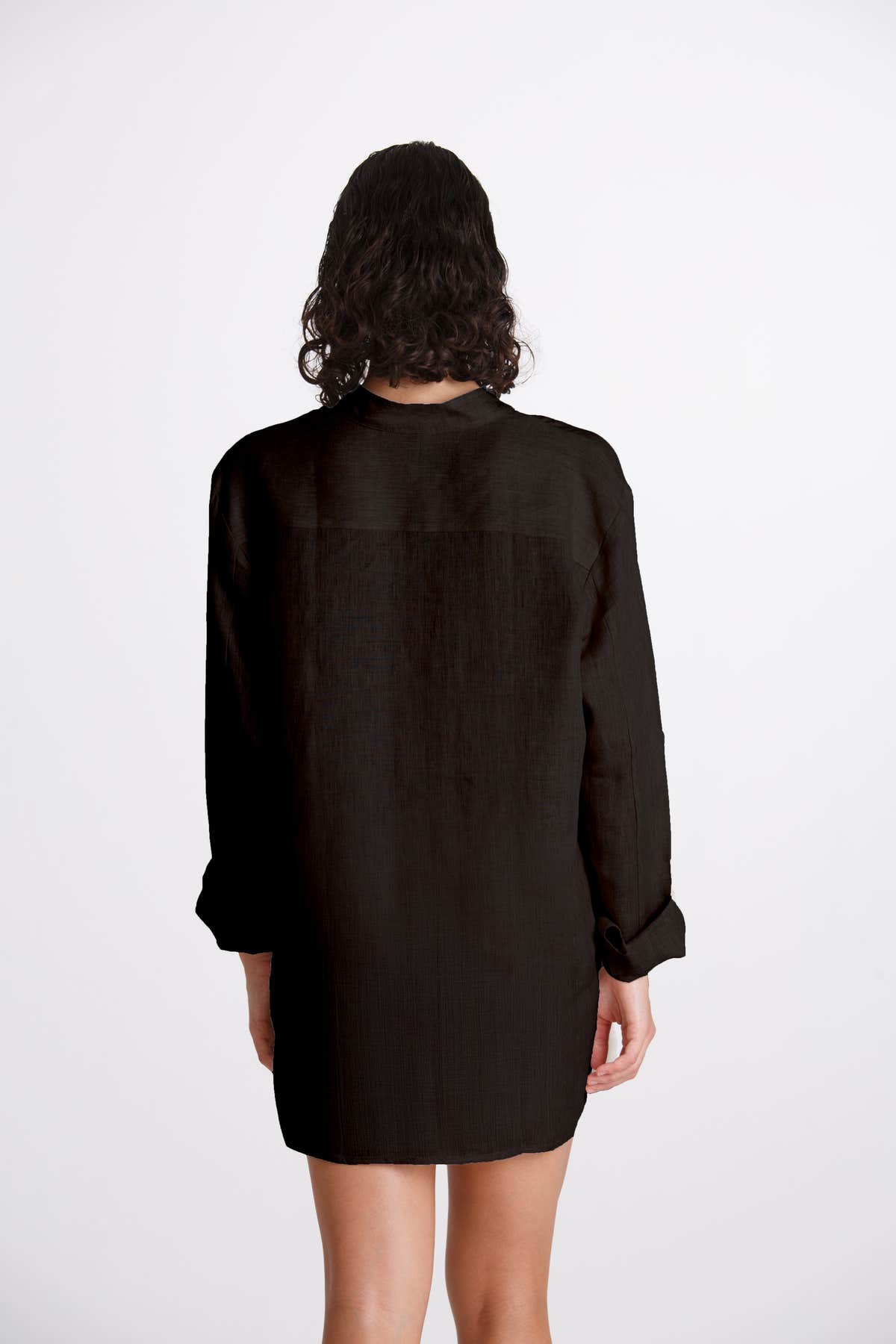 Camicia Donna Lino Coreana Nero