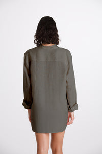 BEIGE KOREAN LINEN SHIRT