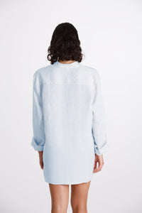 LIGHT BLUE KOREAN LINEN SHIRT