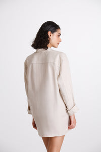 Camicia Donna Lino Coreana Beige