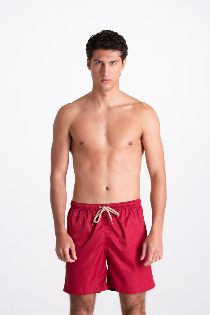 Men's Solid Color Burgundy Swimsuit