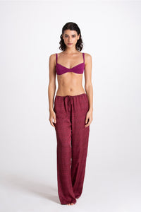 PANTALONE LINO BORDEAUX