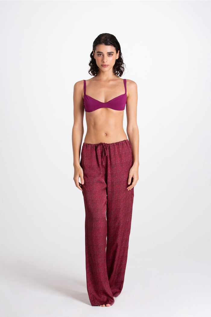PANTALONE LINO BORDEAUX