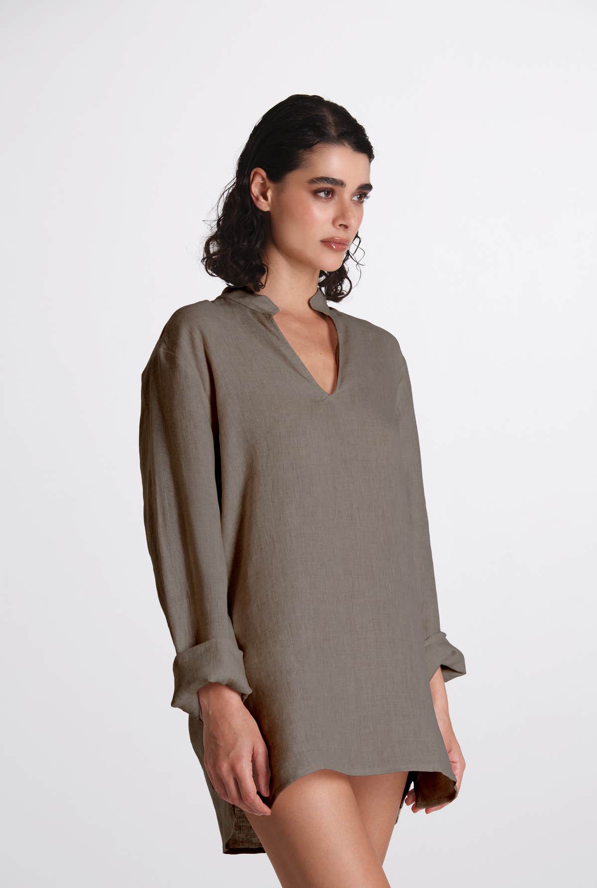 Camicia Donna Lino Coreana Verde