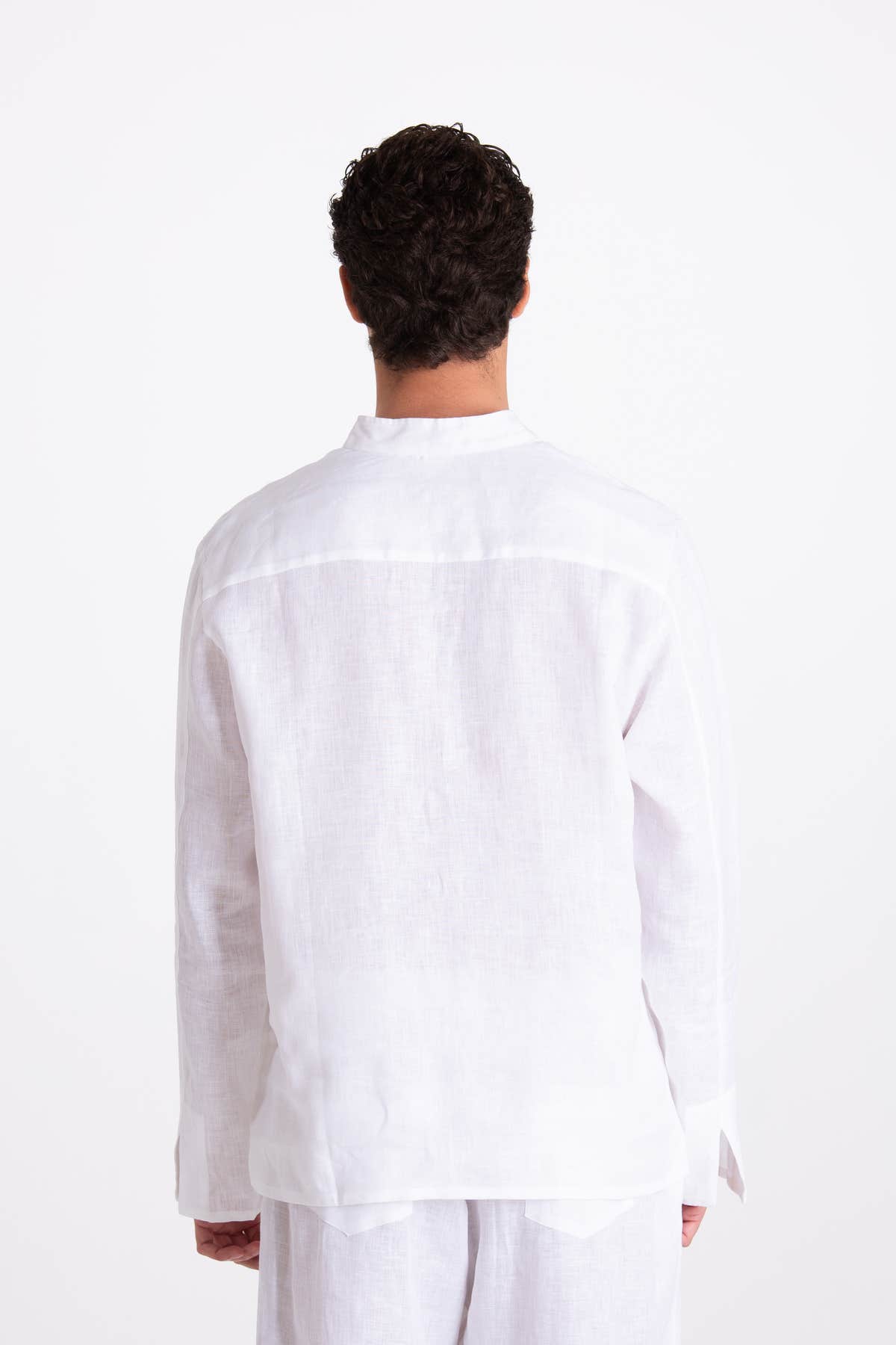 Camicia Uomo Lino Coreana Bianco