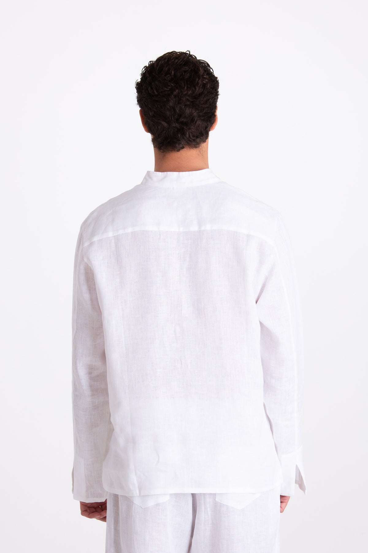 Camicia Uomo Lino Coreana Bianco