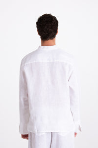 Camicia Uomo Lino Coreana Bianco
