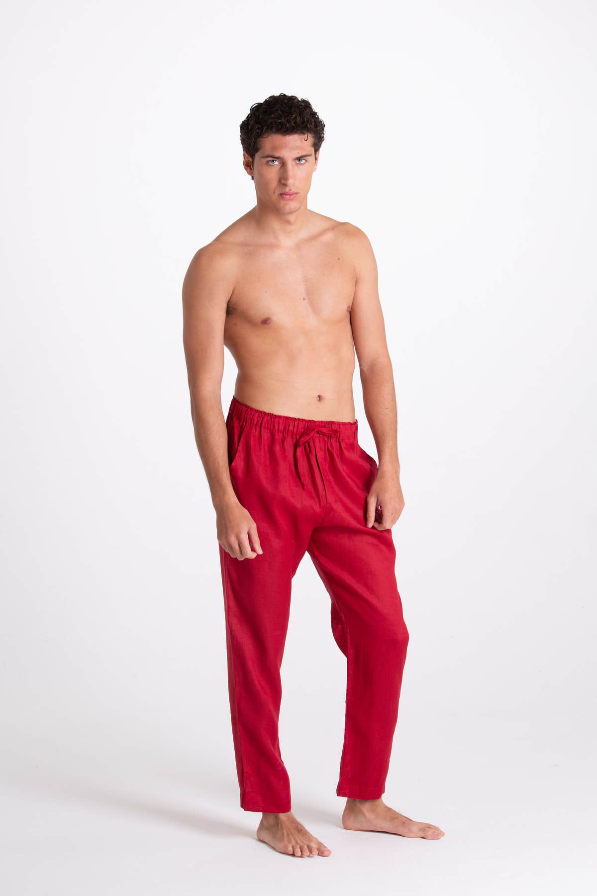 Pantalone Uomo Lino Bordeaux