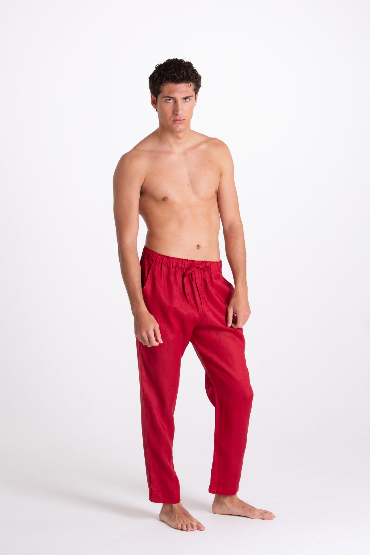 Pantalone Uomo Lino Bordeaux