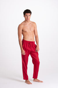Pantalone Uomo Lino Bordeaux