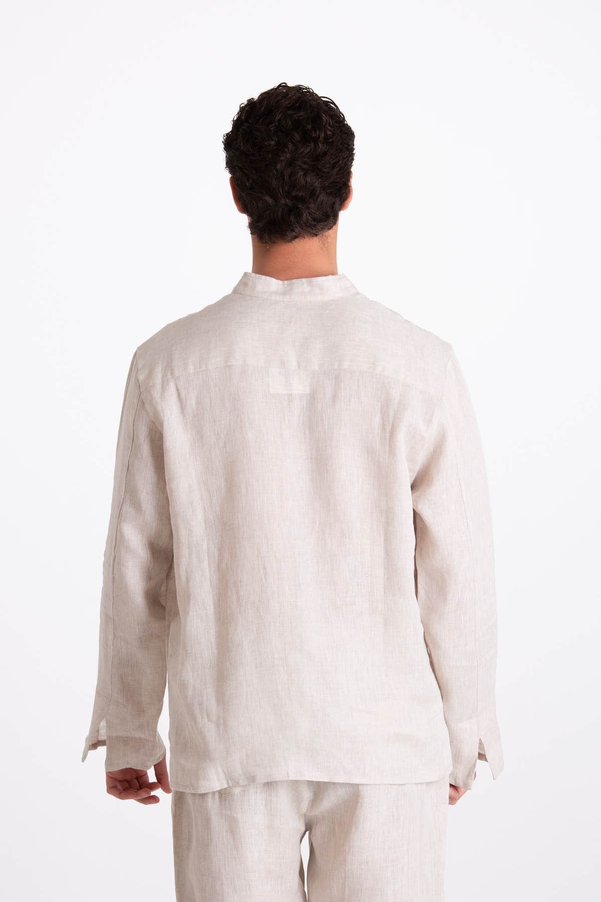 Camicia Uomo Lino Coreana Beige