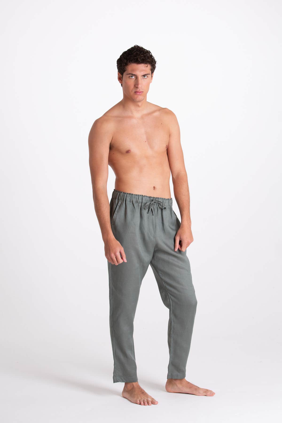 GREEN LINEN TROUSERS