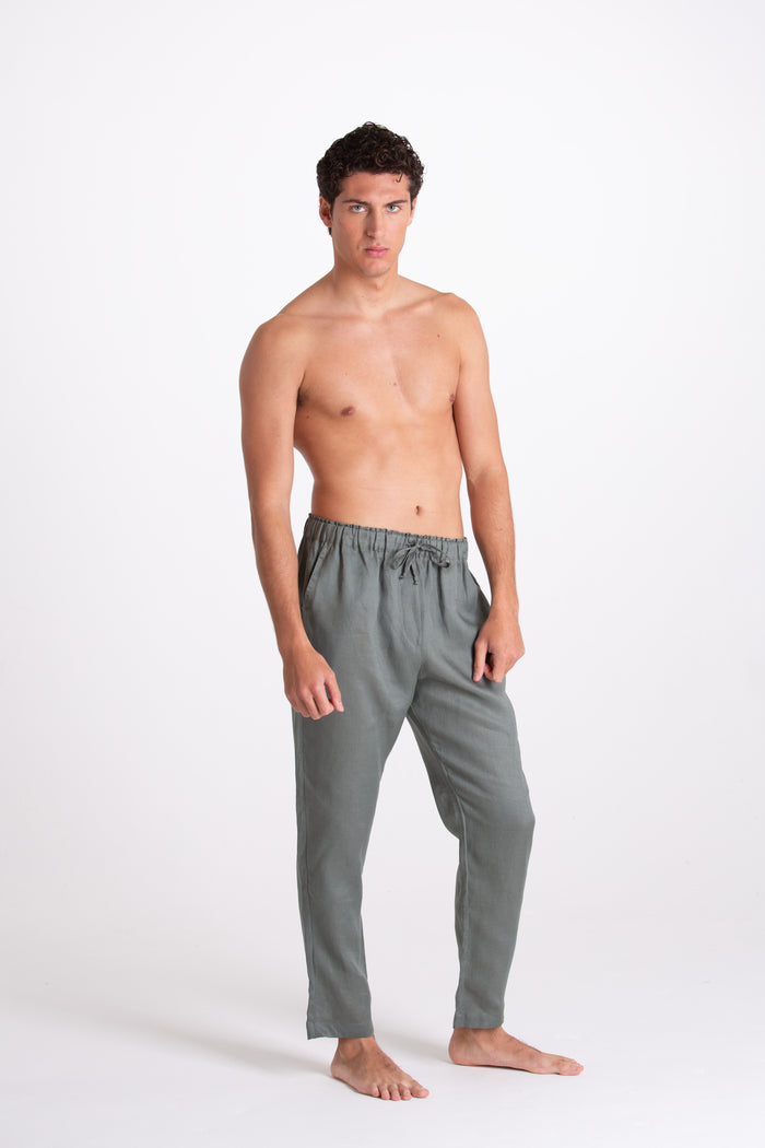 GREEN LINEN TROUSERS