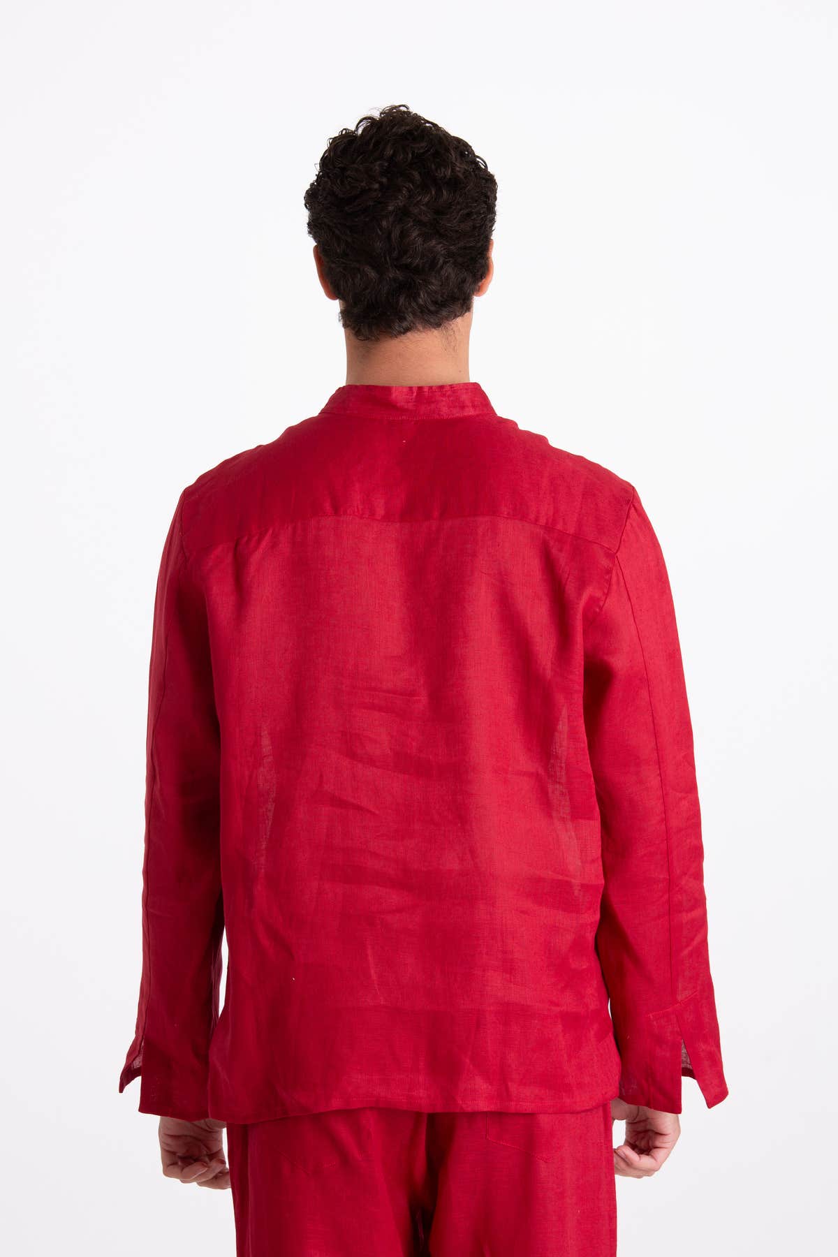 Camicia Uomo Lino Coreana Bordeaux