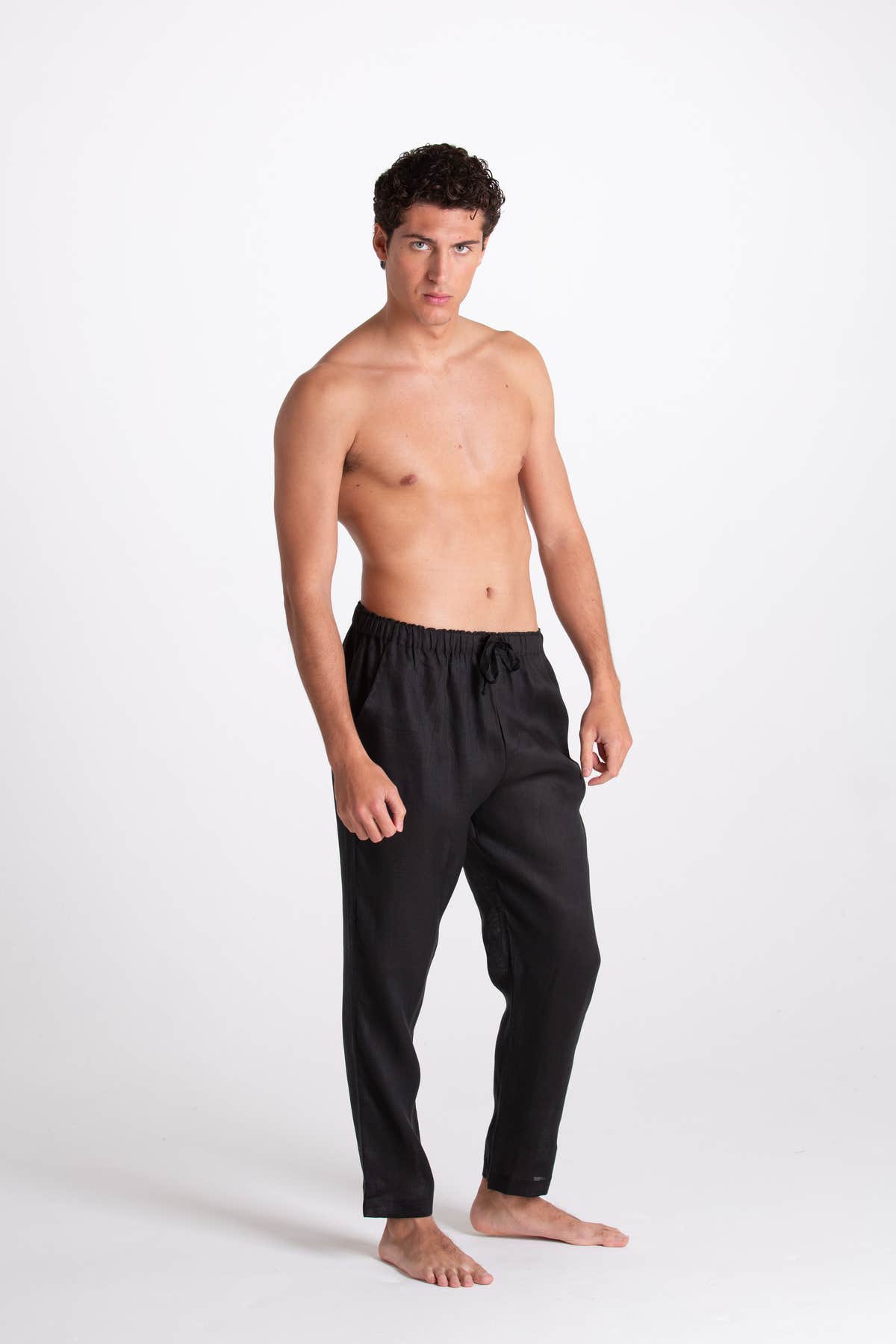 PANTALONE UOMO LINO NERO