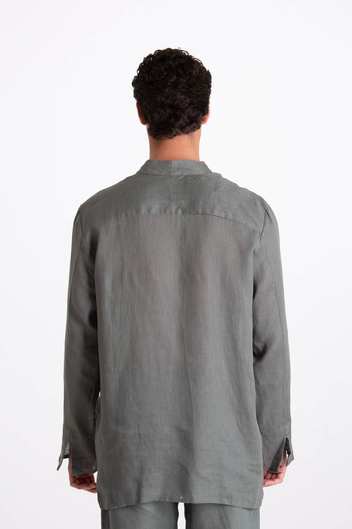 Camicia Uomo Lino Coreana Verde