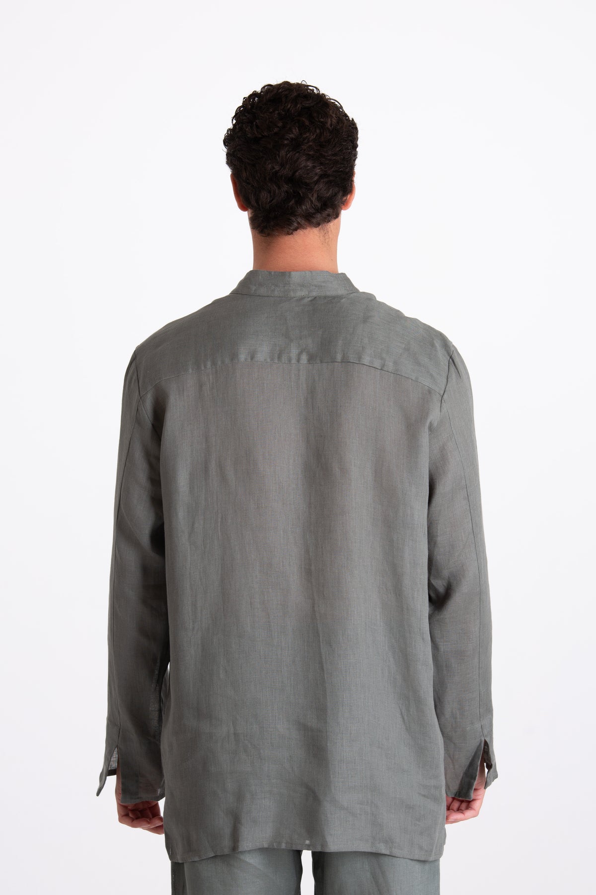 Camicia Uomo Lino Coreana Verde