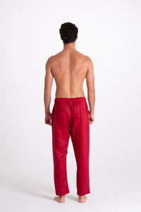 Pantalone Uomo Lino Bordeaux