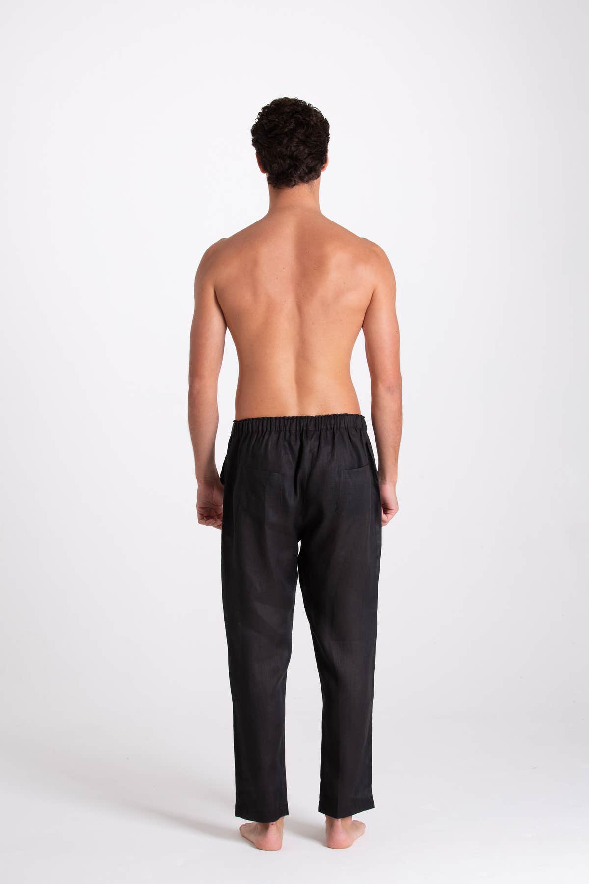 PANTALONE UOMO LINO NERO