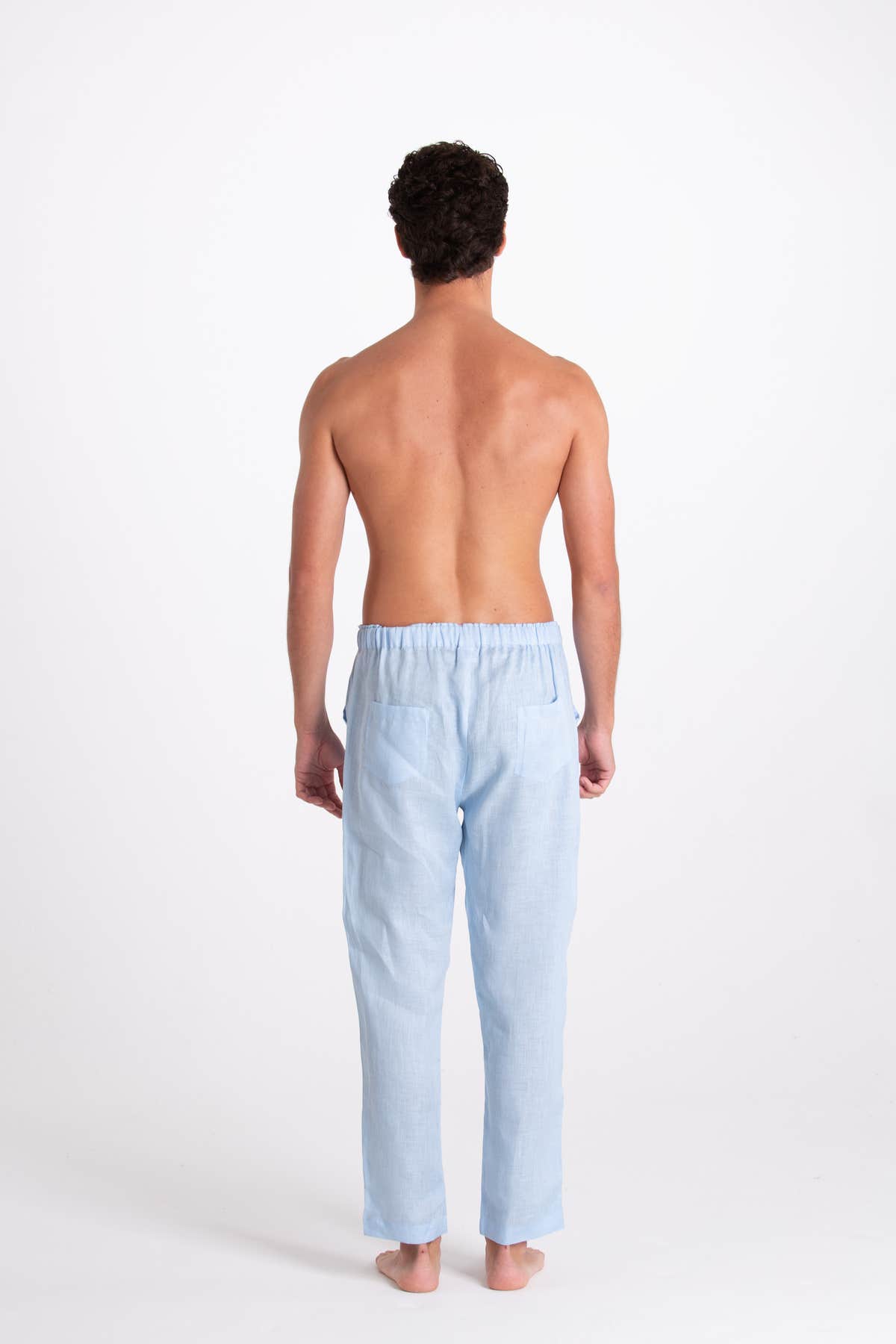 PANTALONE UOMO LINO CELESTE