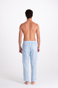 PANTALONE UOMO LINO CELESTE