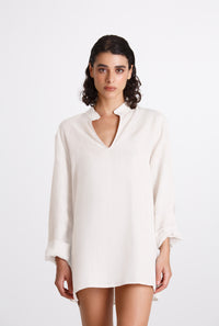 Camicia Donna Lino Coreana Bianco