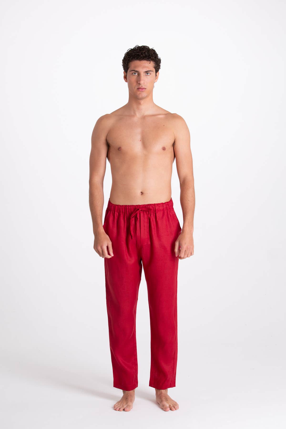 Pantalone Uomo Lino Bordeaux