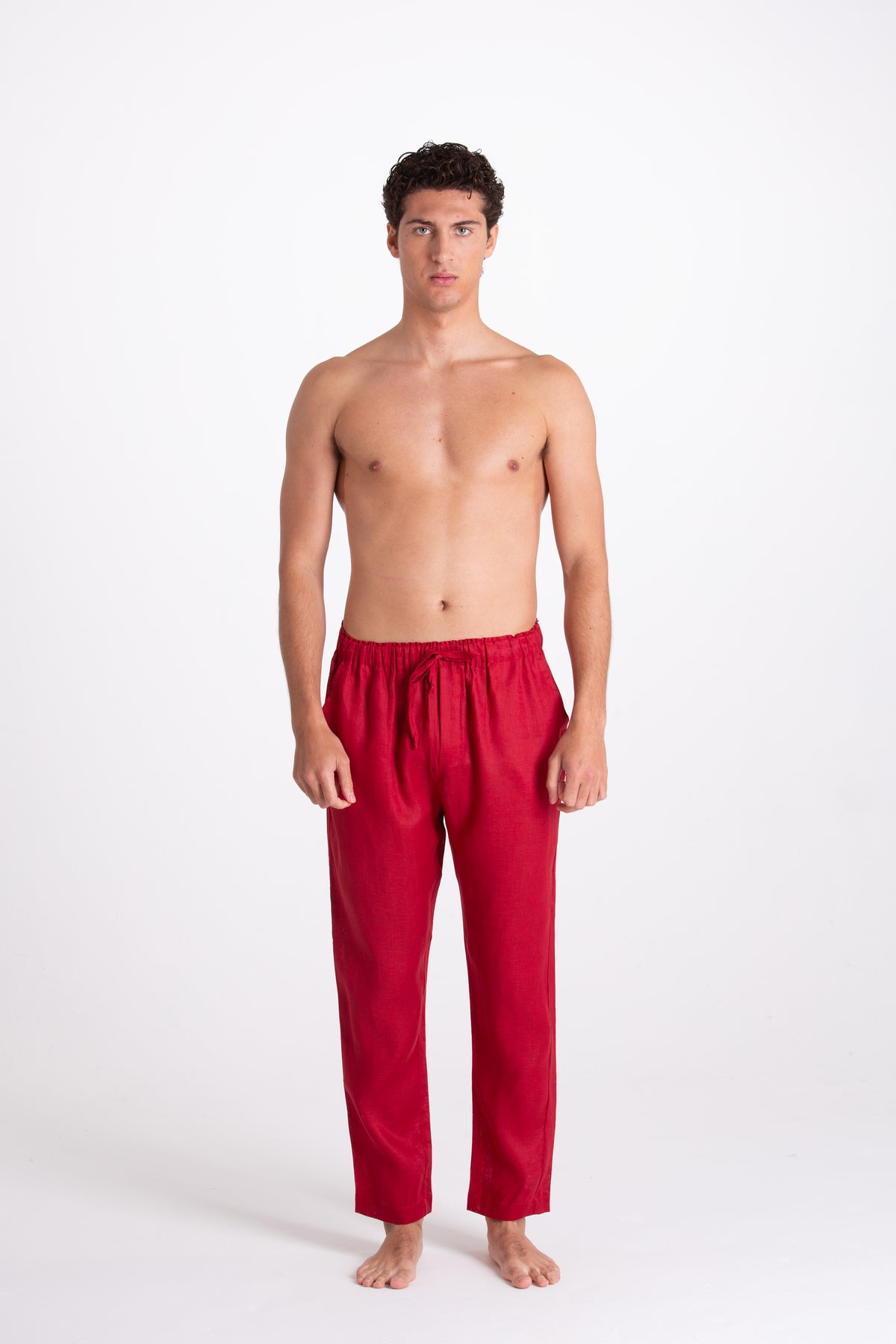 Pantalone Uomo Lino Bordeaux