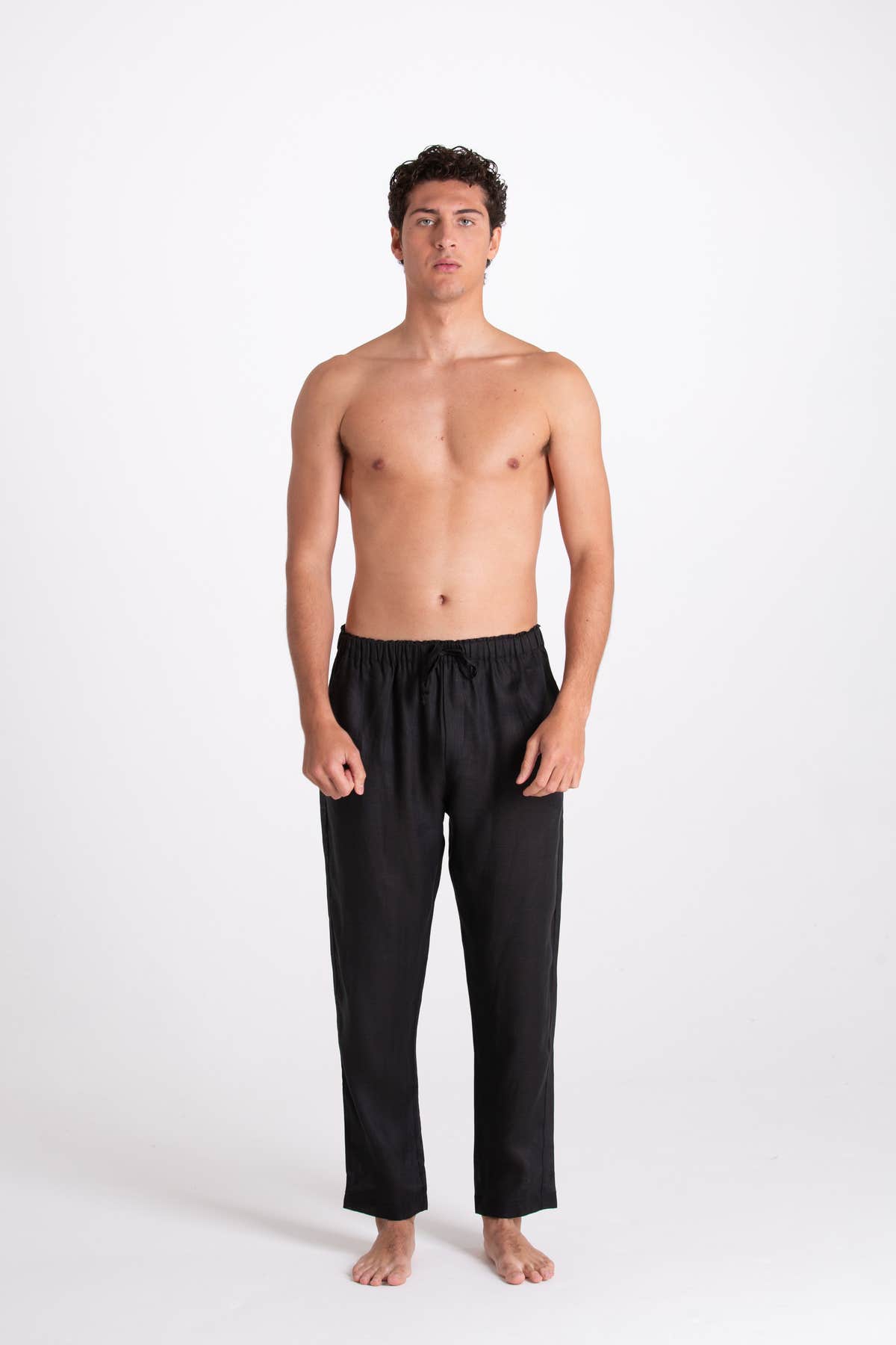 PANTALONE UOMO LINO NERO