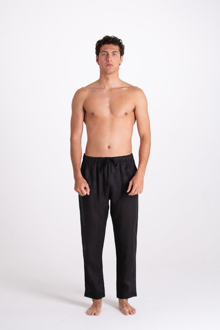 BLACK LINEN TROUSERS