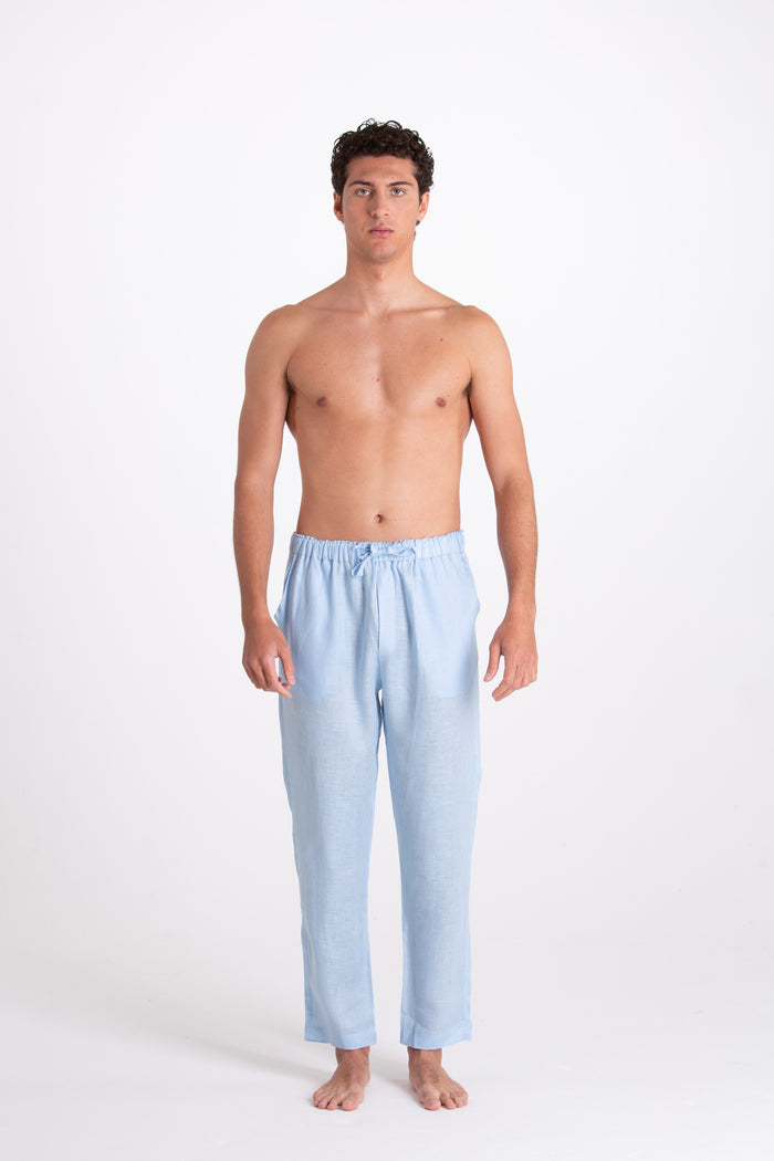 LIGHT BLUE LINEN TROUSERS