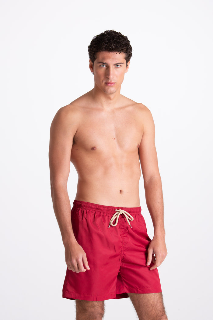 Men's Solid Color Burgundy Swimsuit