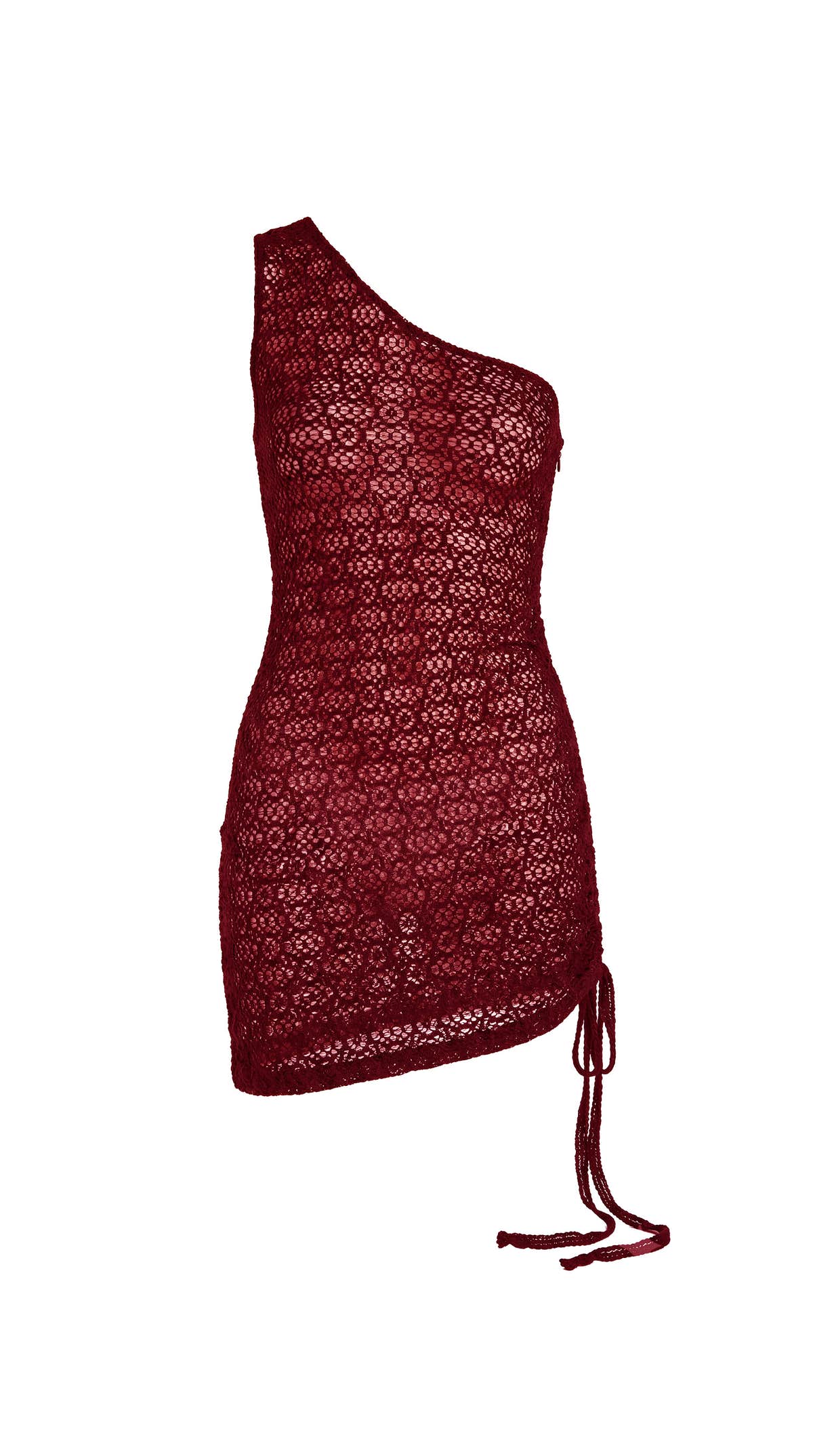 Vestito Corto Monospalla Bordeaux