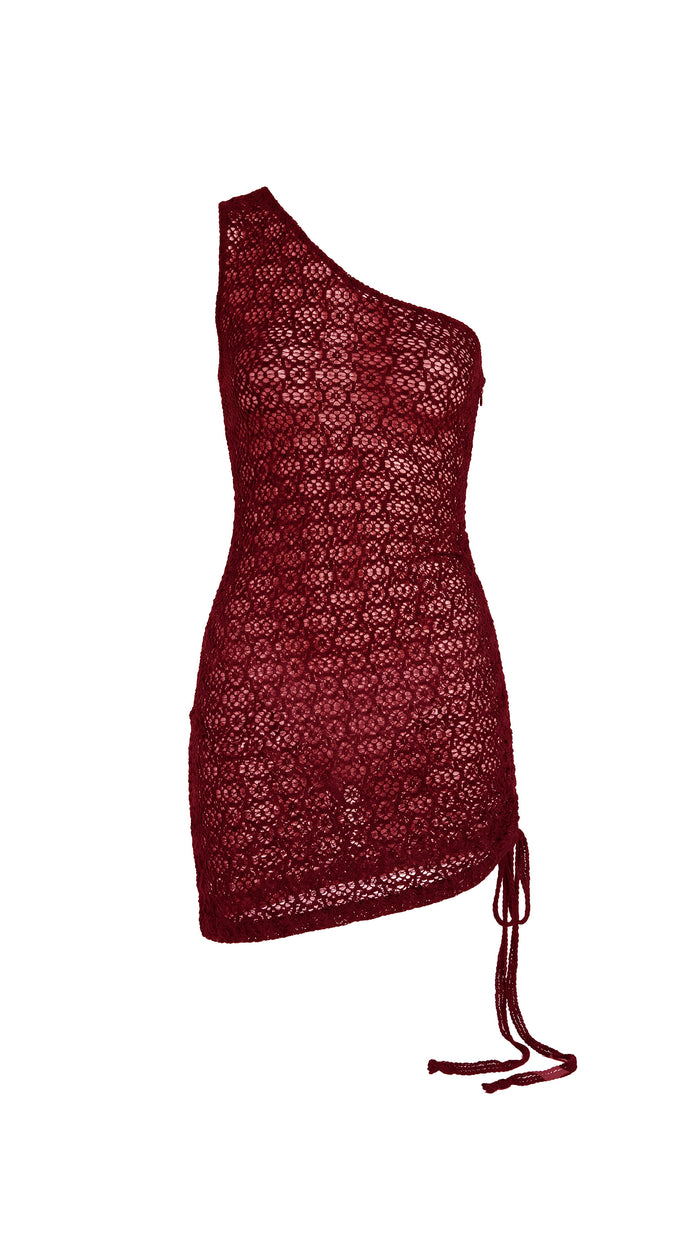 Vestito Corto Monospalla Bordeaux